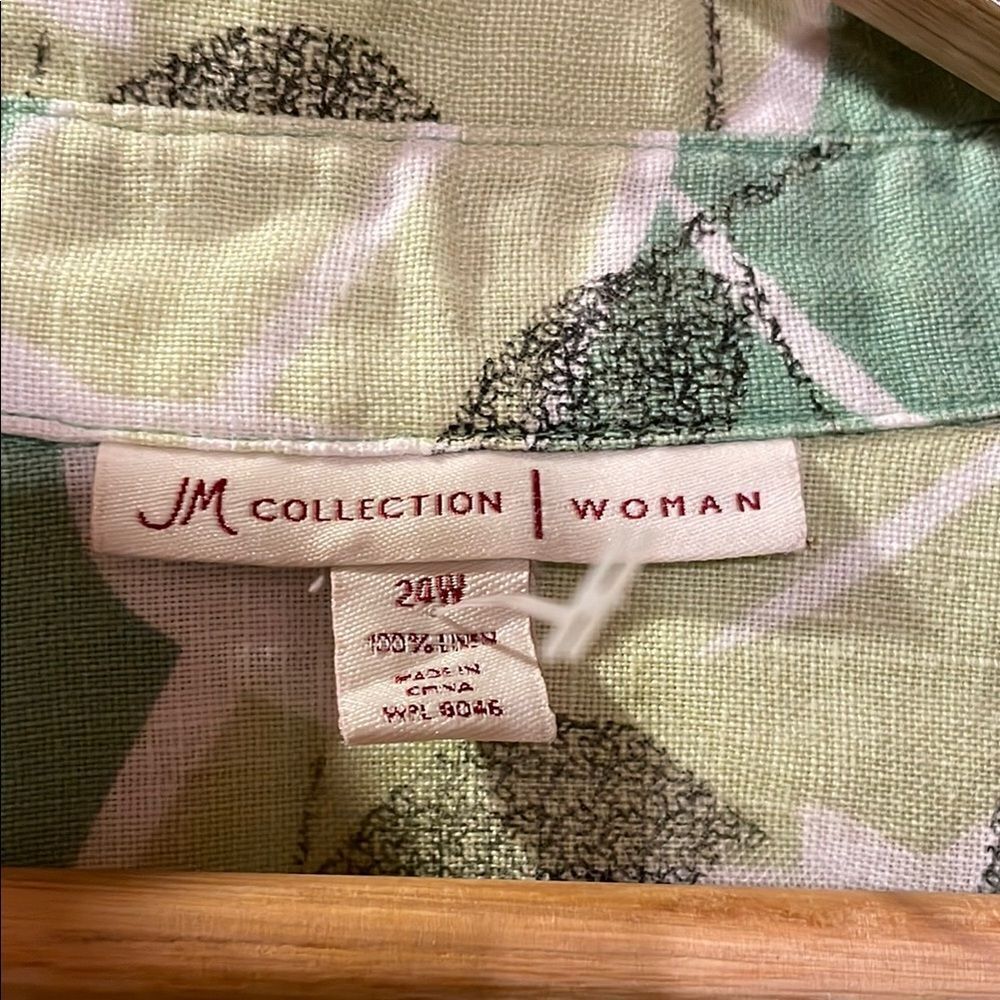 Linen Leaf Print Button-Up Blouse - image 2